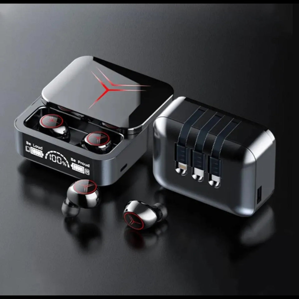 M88  Plus TWS Wireless Earbuds With 3 Cables LED Display Type C